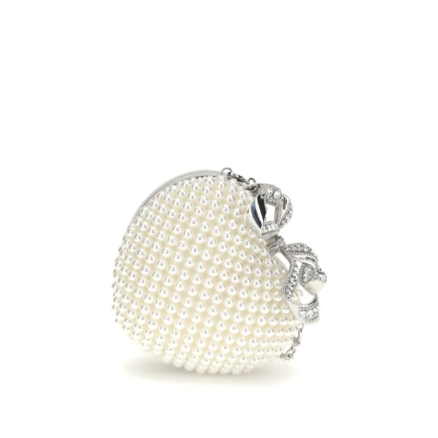 Self-Portrait Pearl Heart Clutch Bag - 1