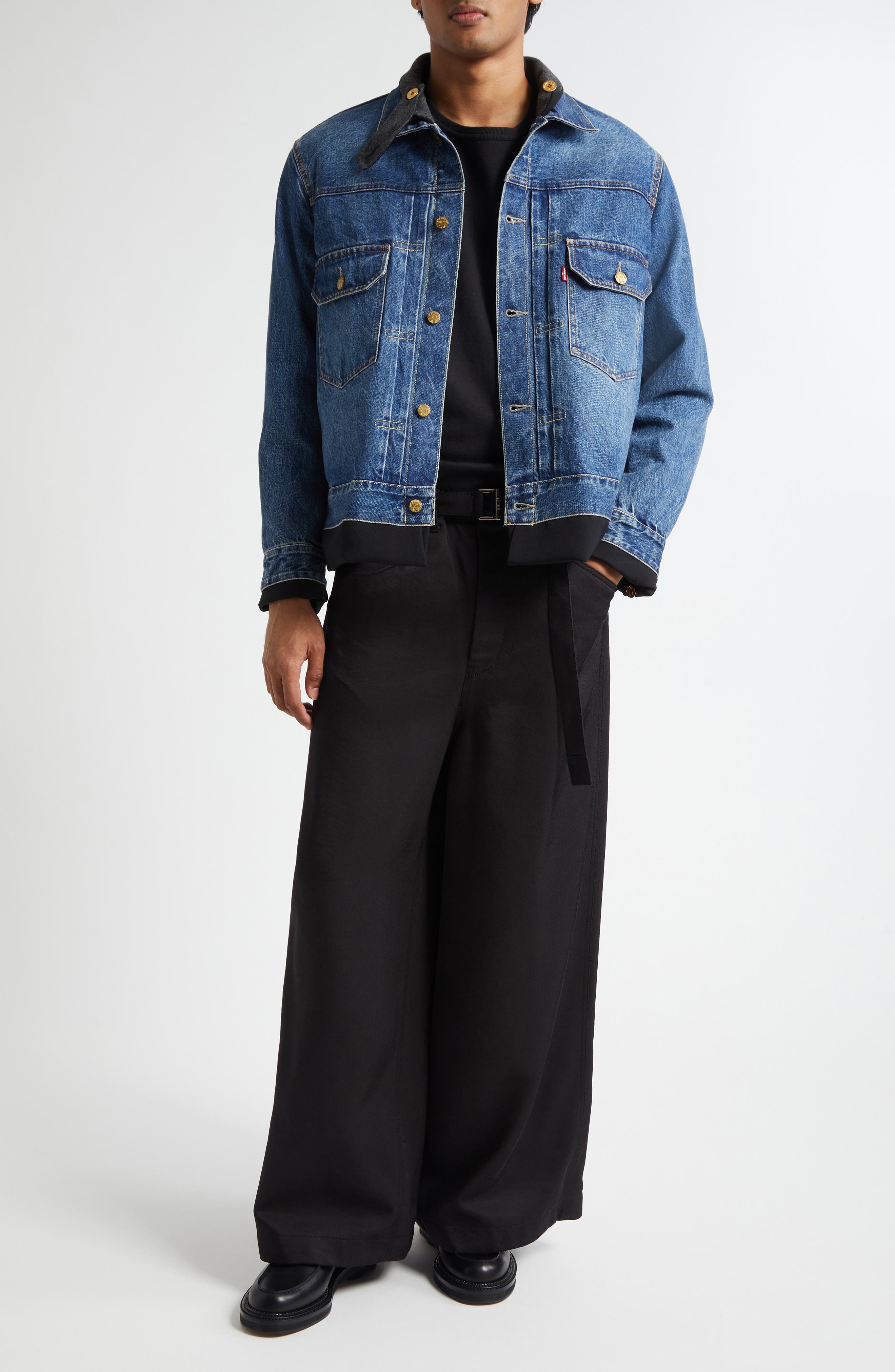 Sacai Gender Inclusive Levi's® Denim x Matelassé Twill Reversible Jacket in Black/Blue at Nordstrom - 2