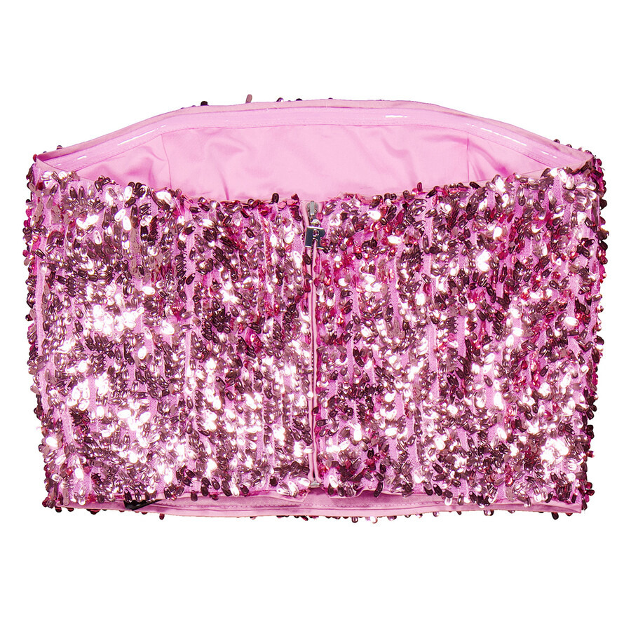 Rotate Ladies Pink Sequin Crop Top - 7