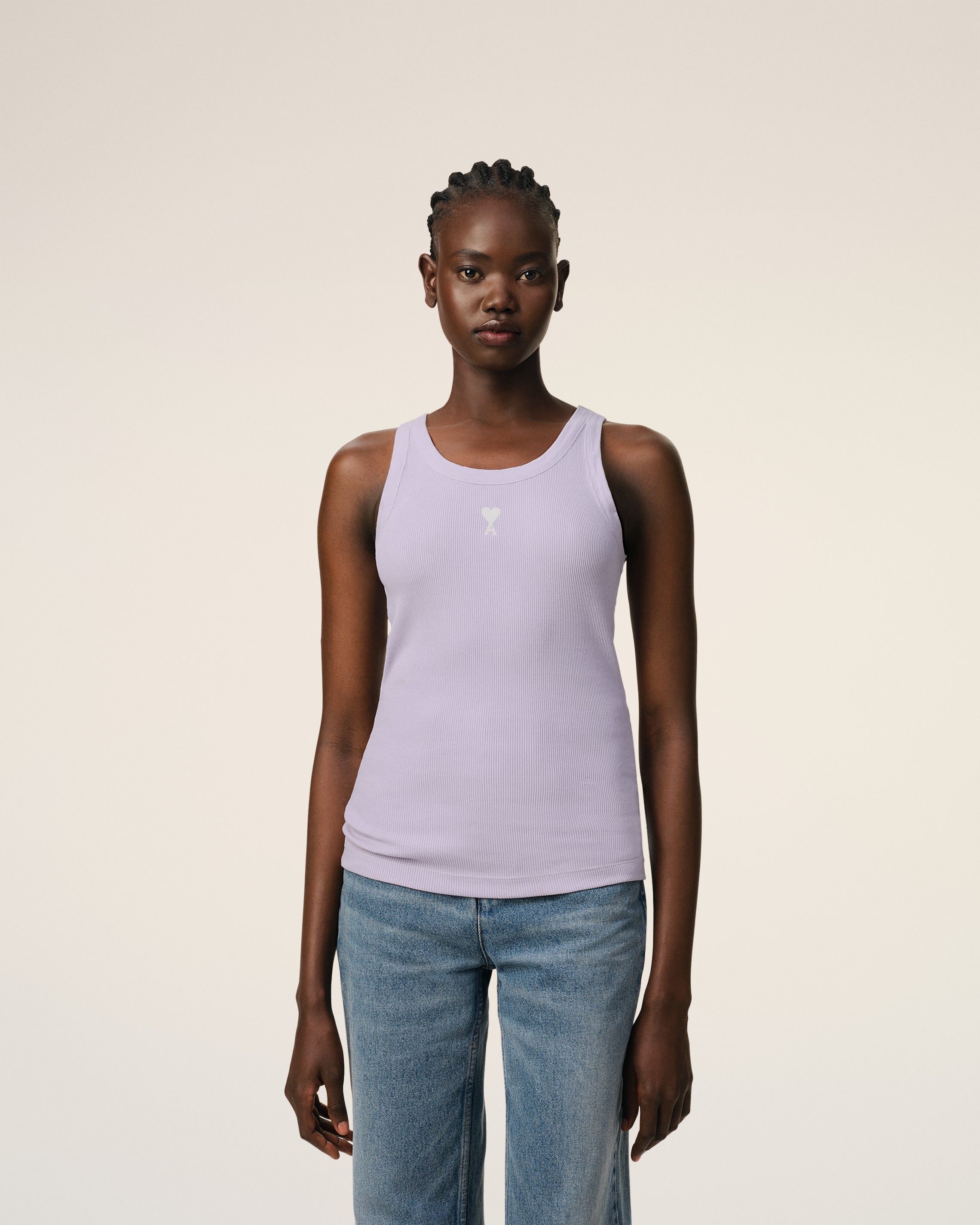PURPLE COTTON RIB AMI DE COEUR TANKTOP - 3