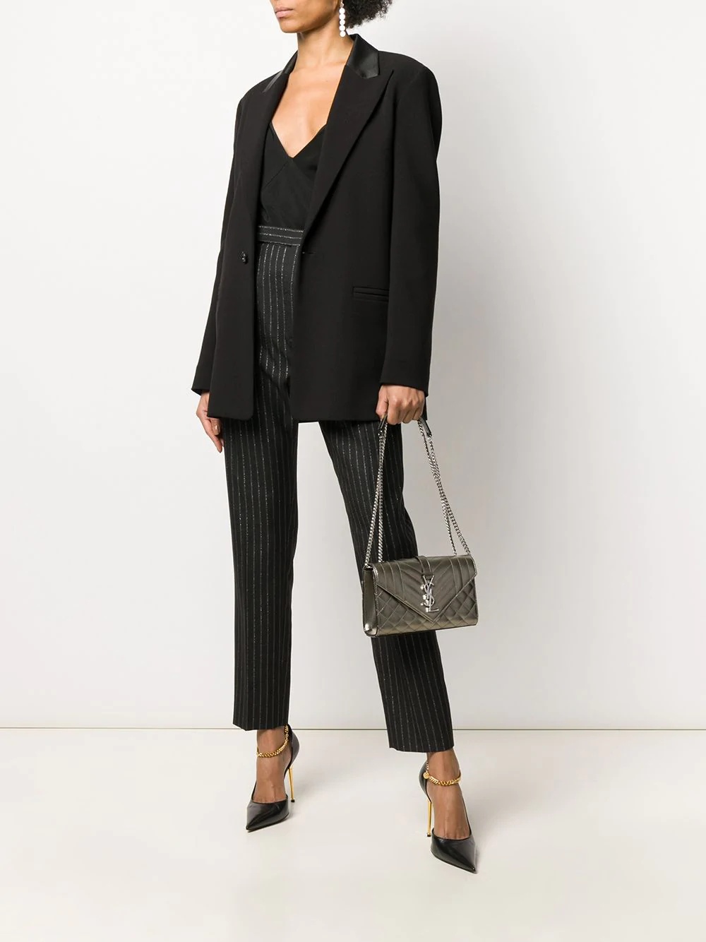 pinstripe high-waisted trousers - 2