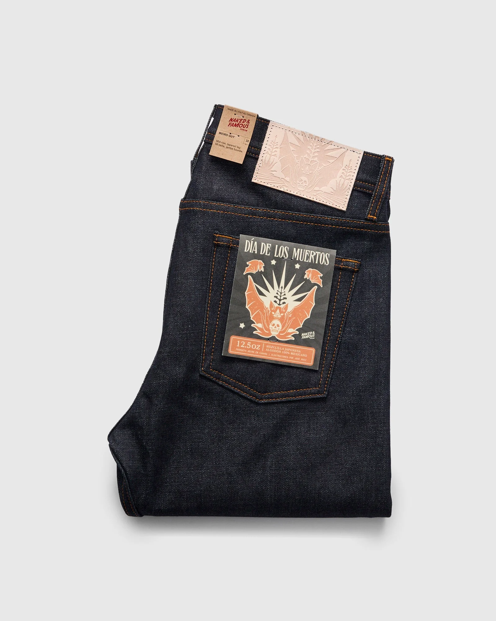 "Dia De Los Muertos Bat" 12.5oz Selvedge Denim - Weird Guy Fit - 1