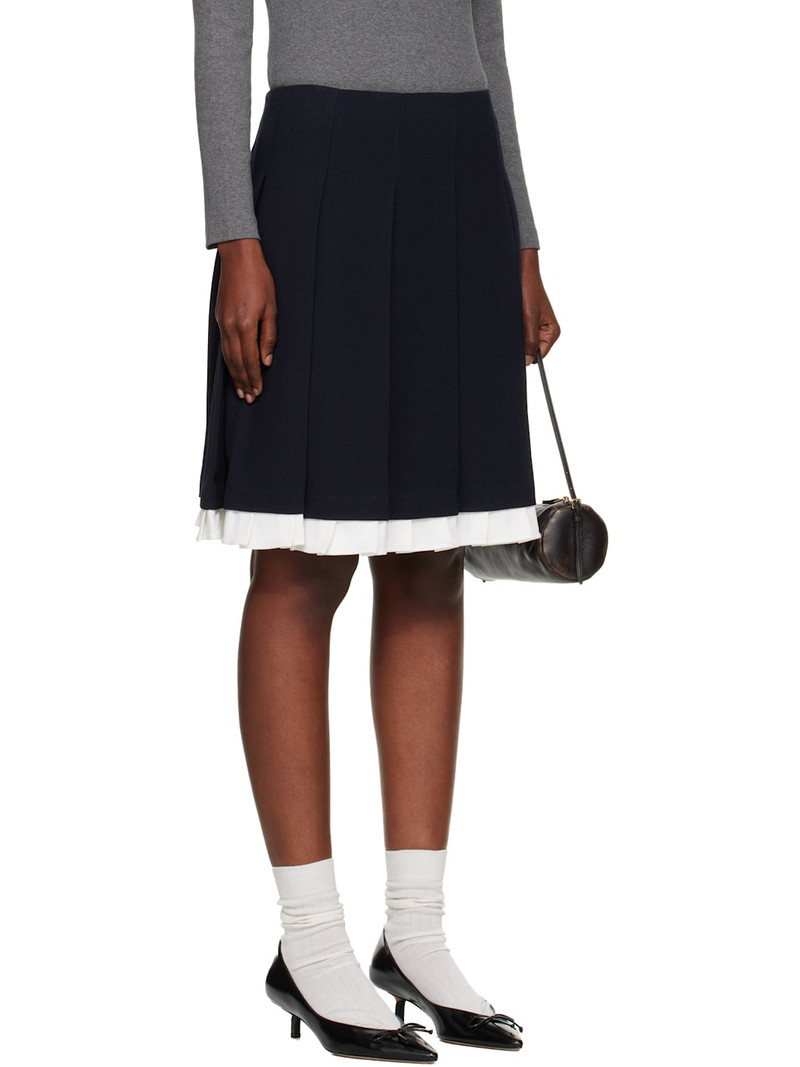 Navy Patchwork Lace Wide Pleat Midi Skirt 2