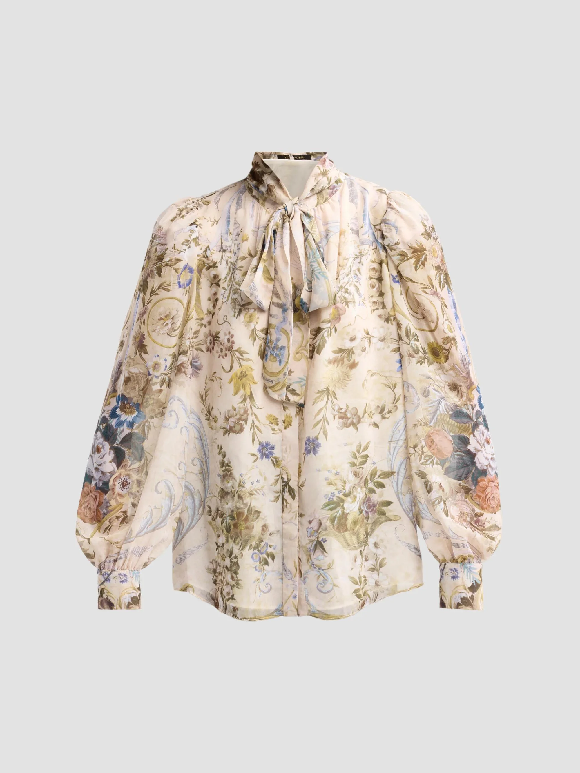 Women's Beau Floral Tieneck Blouse - Ivory Multi - 1
