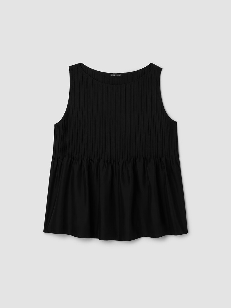 Pleated Silk Bateau Neck Tank 1