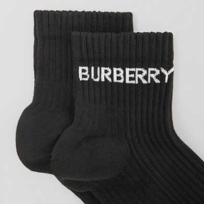 Burberry Logo Intarsia Technical Stretch Cotton Ankle Socks outlook