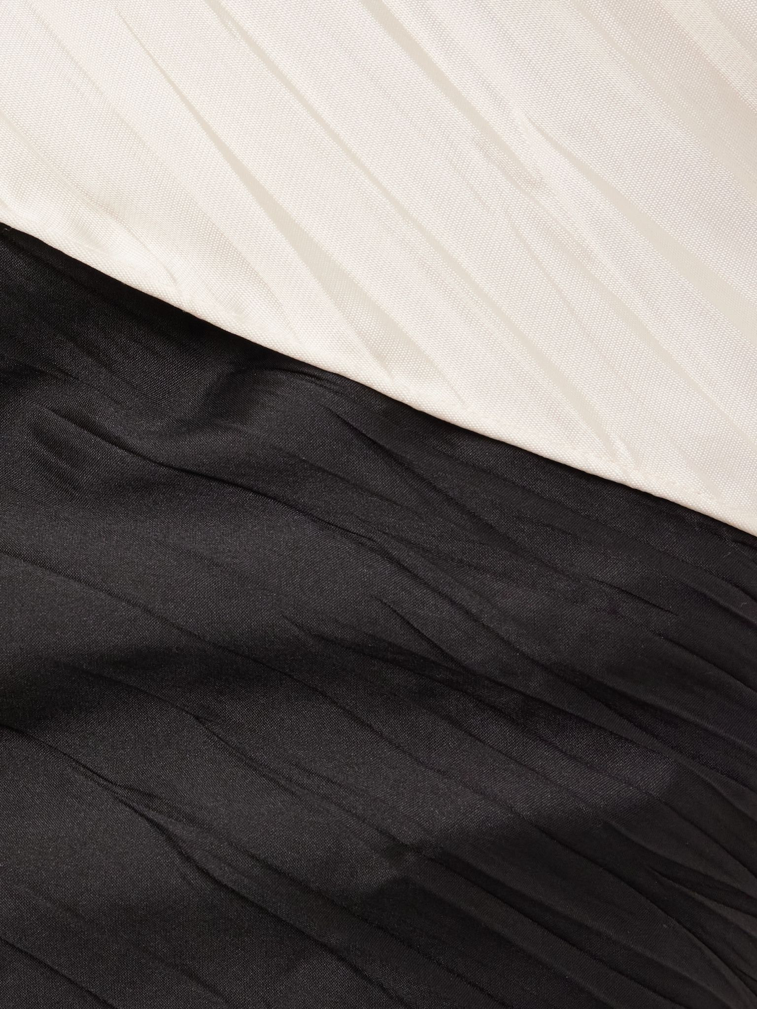 Off-the-shoulder pleated two-tone mikado and taffeta gown Off-white - 4