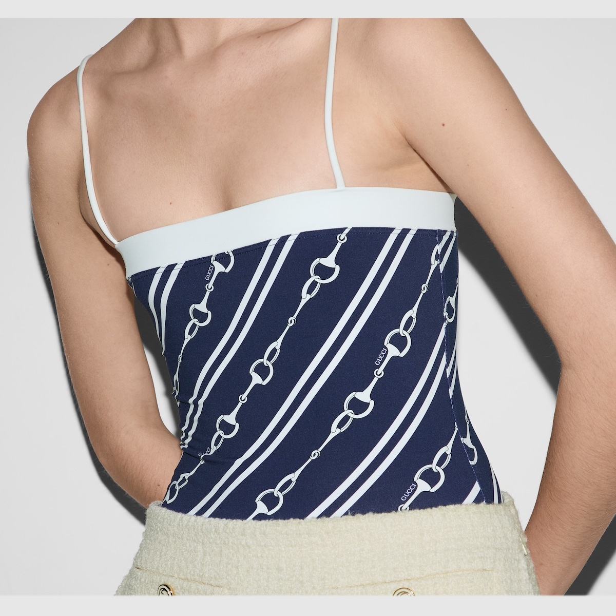 Horsebit print sparkling jersey swimsuit - 5