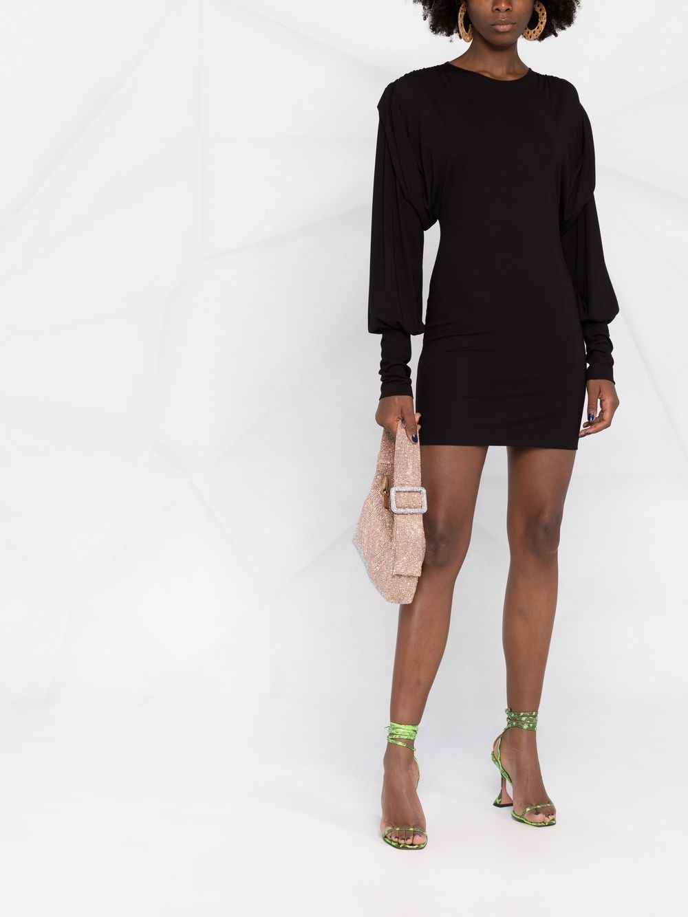 gathered-sleeve detail dress - 2