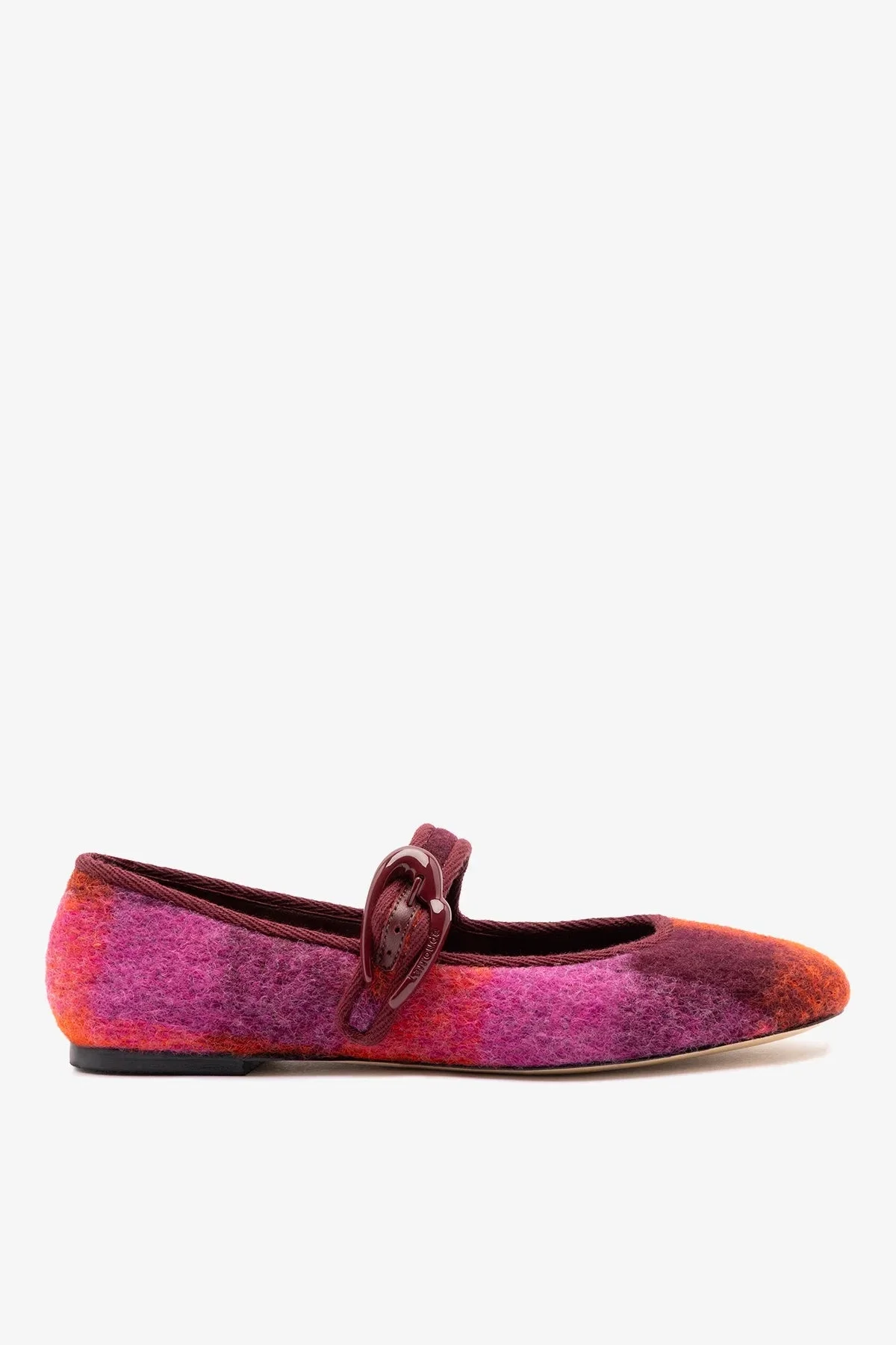Verona Ballet Flat Plum Printed Felt - 1