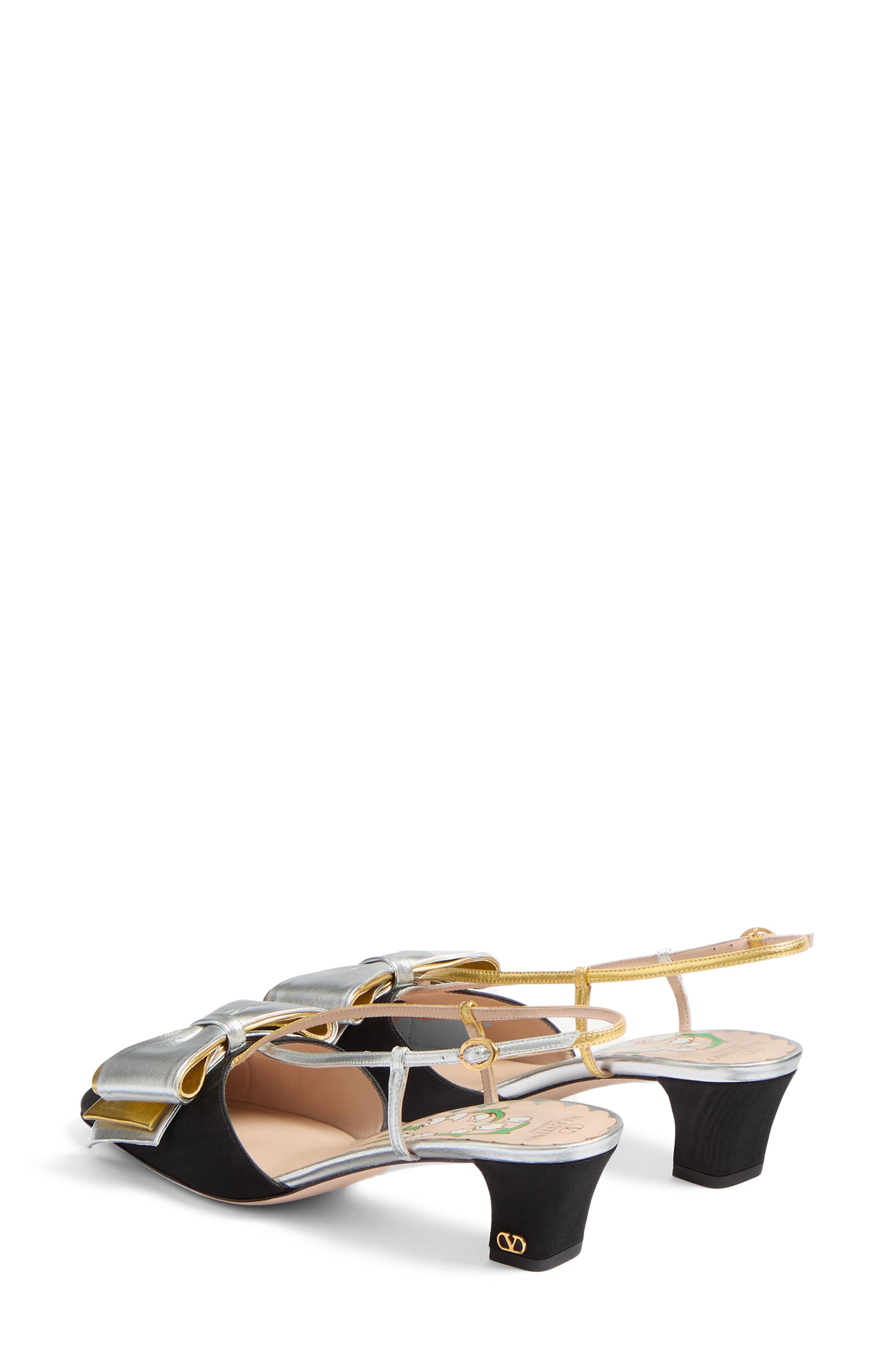 Valentino Garavani Bowow Slingback Pump in Black/Silver at Nordstrom - 3