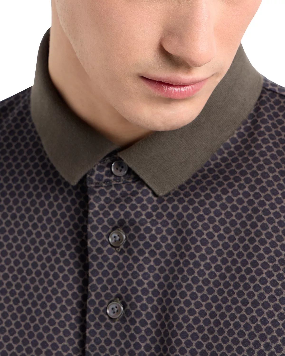Cotton Jersey Hexagon Jacquard Regular Fit Polo Shirt - 4