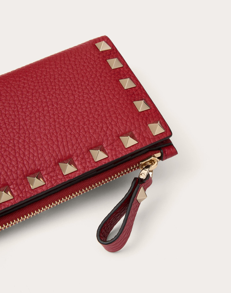 ROCKSTUD GRAINY CALFSKIN CARDHOLDER WITH ZIPPER 2