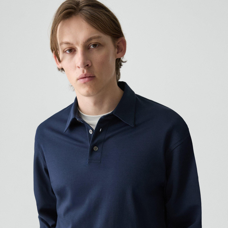 Relaxed Long-Sleeve Polo Shirt in Cotton Jersey 5