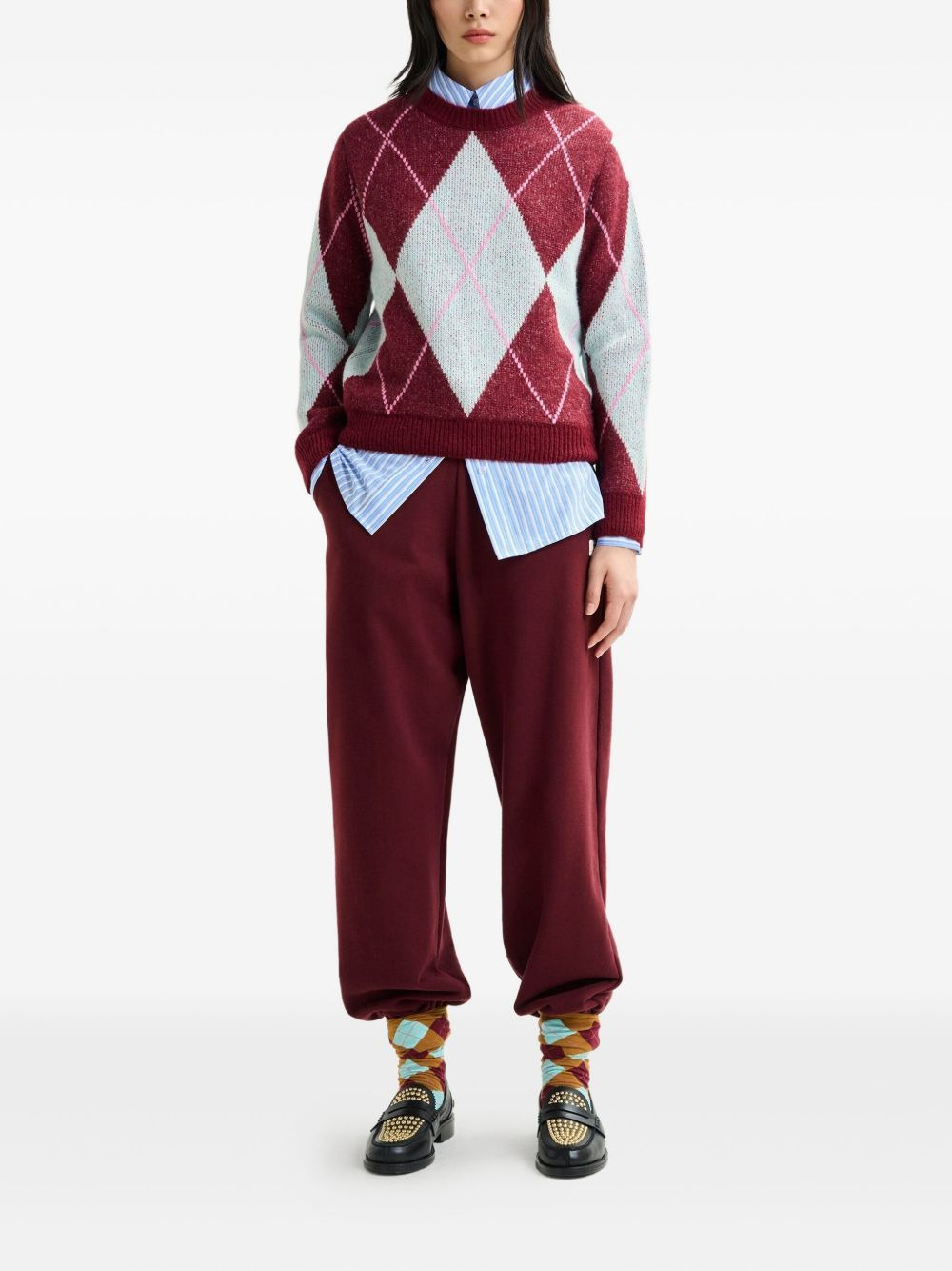 diamond-pattern crew-neck sweater - 2