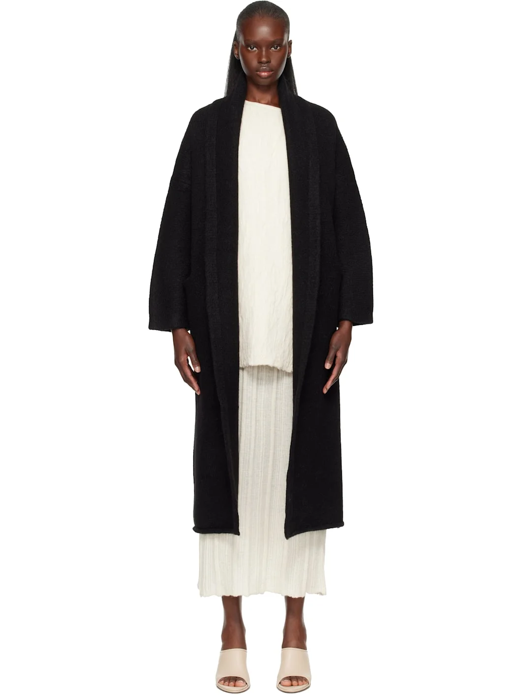 Black Long Shawl Cardigan - 1