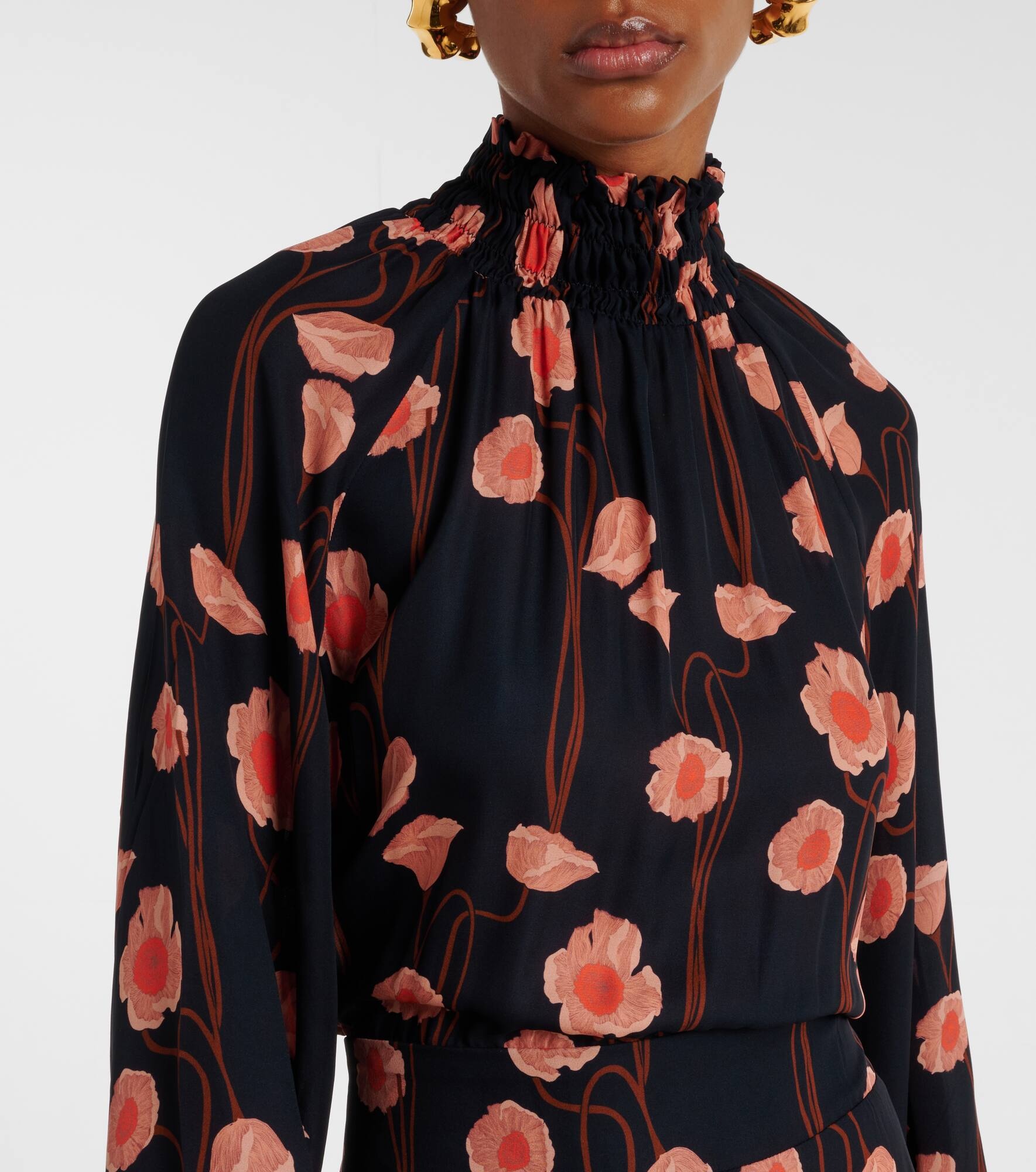 Floral silk georgette midi dress - 4