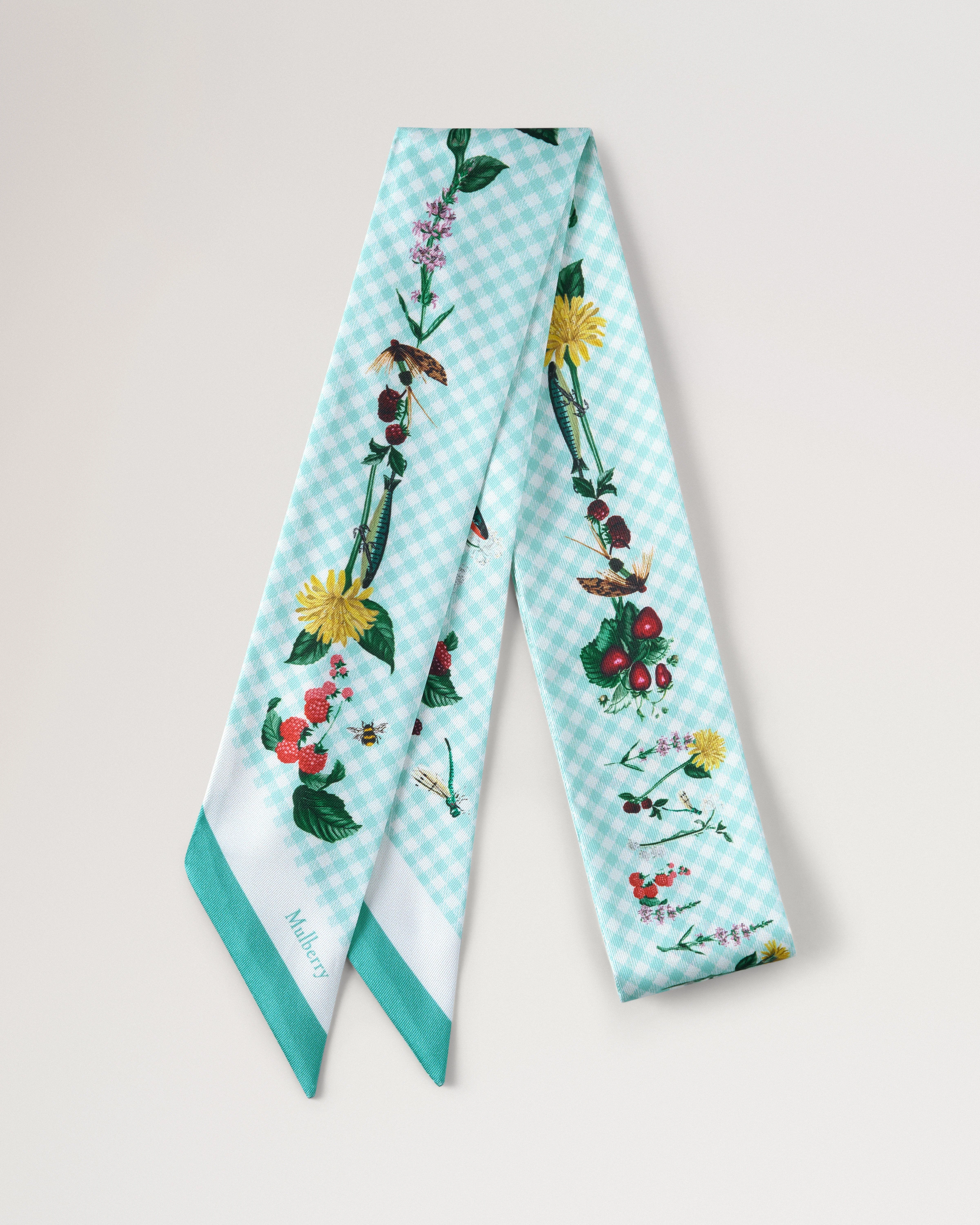 Skinny Scarf - Riverside Floral Marina Blue Recycled Polyester - 1