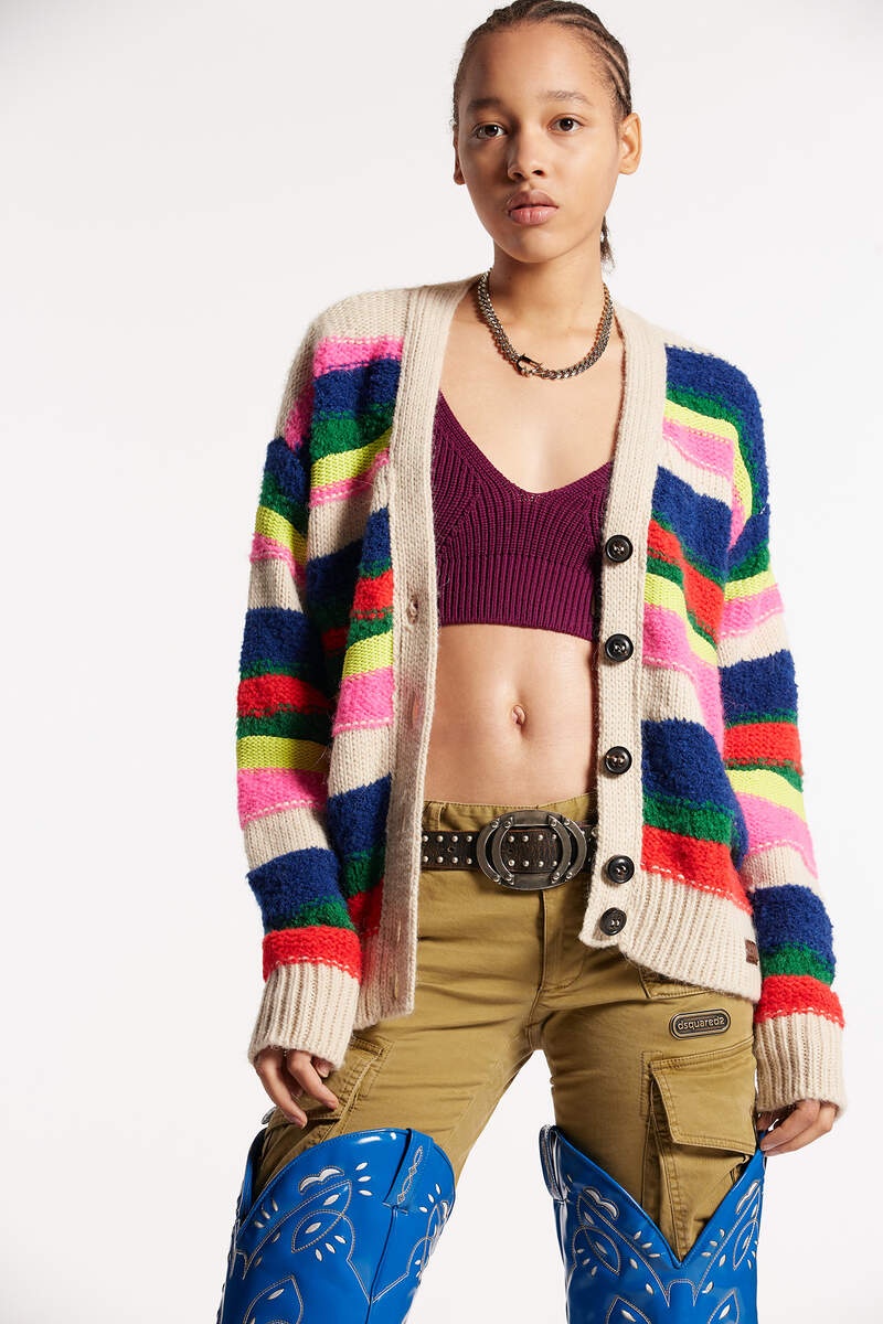 MULTICOLOR WAVED STRIPES CARDIGAN KNIT - 3