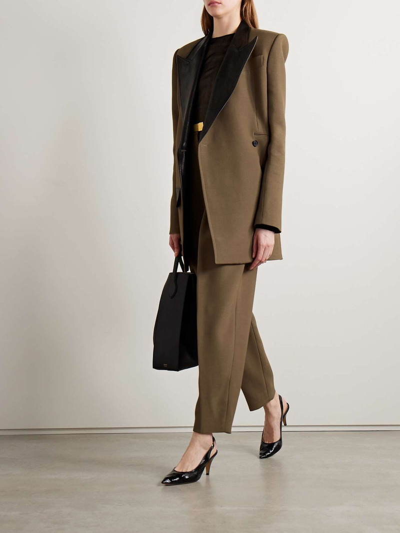 KHAITE Jacobson two-tone leather-trimmed crepe blazer outlook
