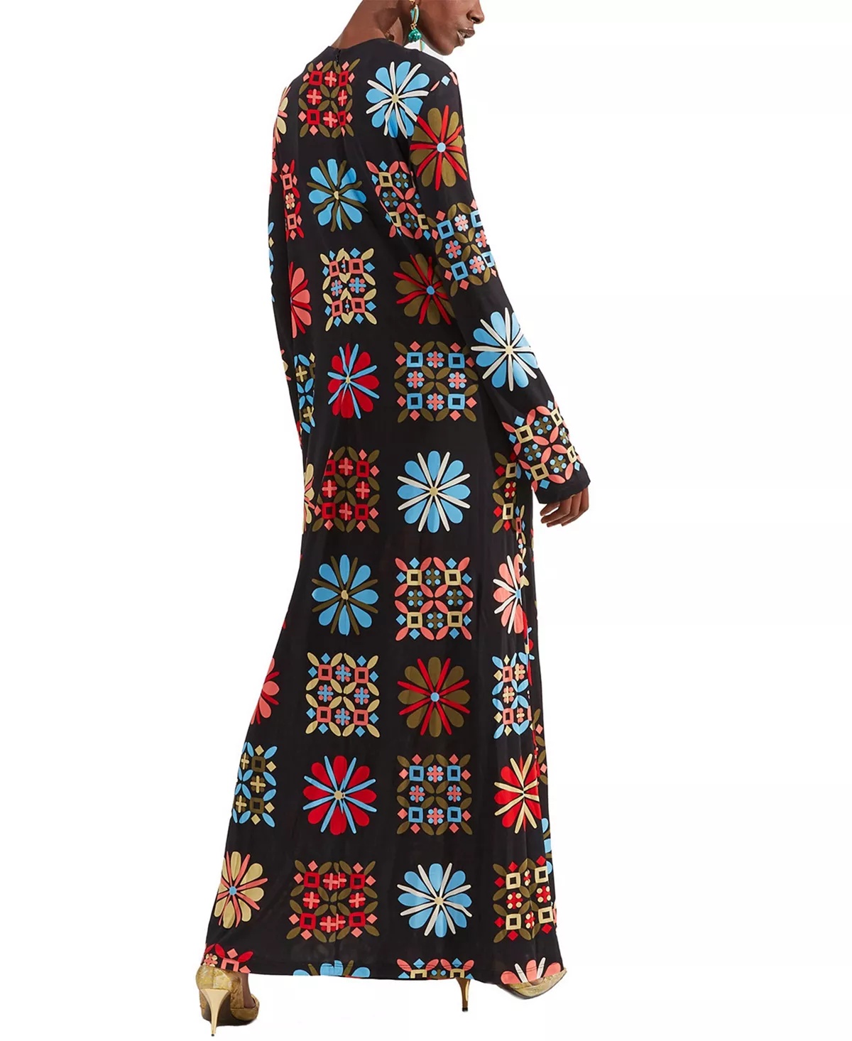 Long Sleeve Swing Dress in Vetrata Grande Black - 2