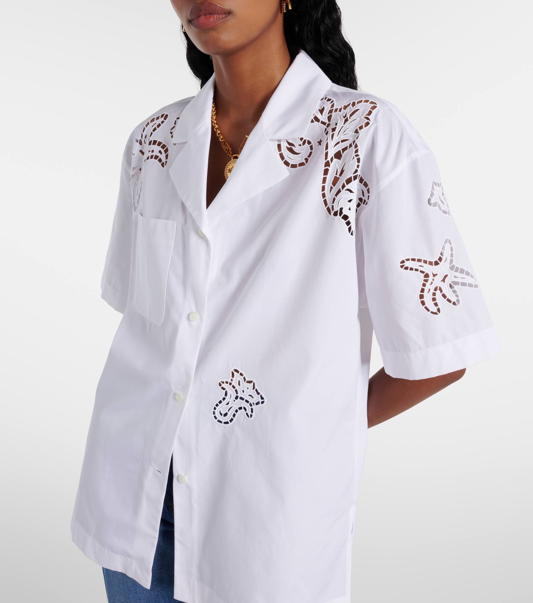 Embroidered cotton poplin bowling shirt - 4