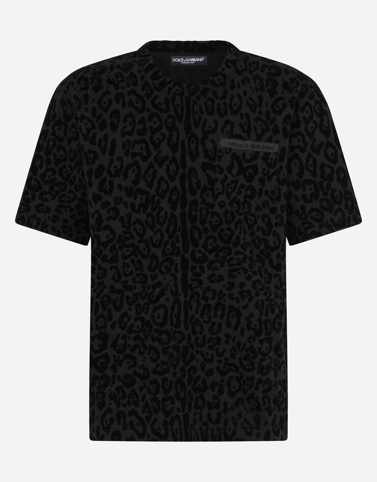 Cotton T-shirt with flocked leopard print - 4