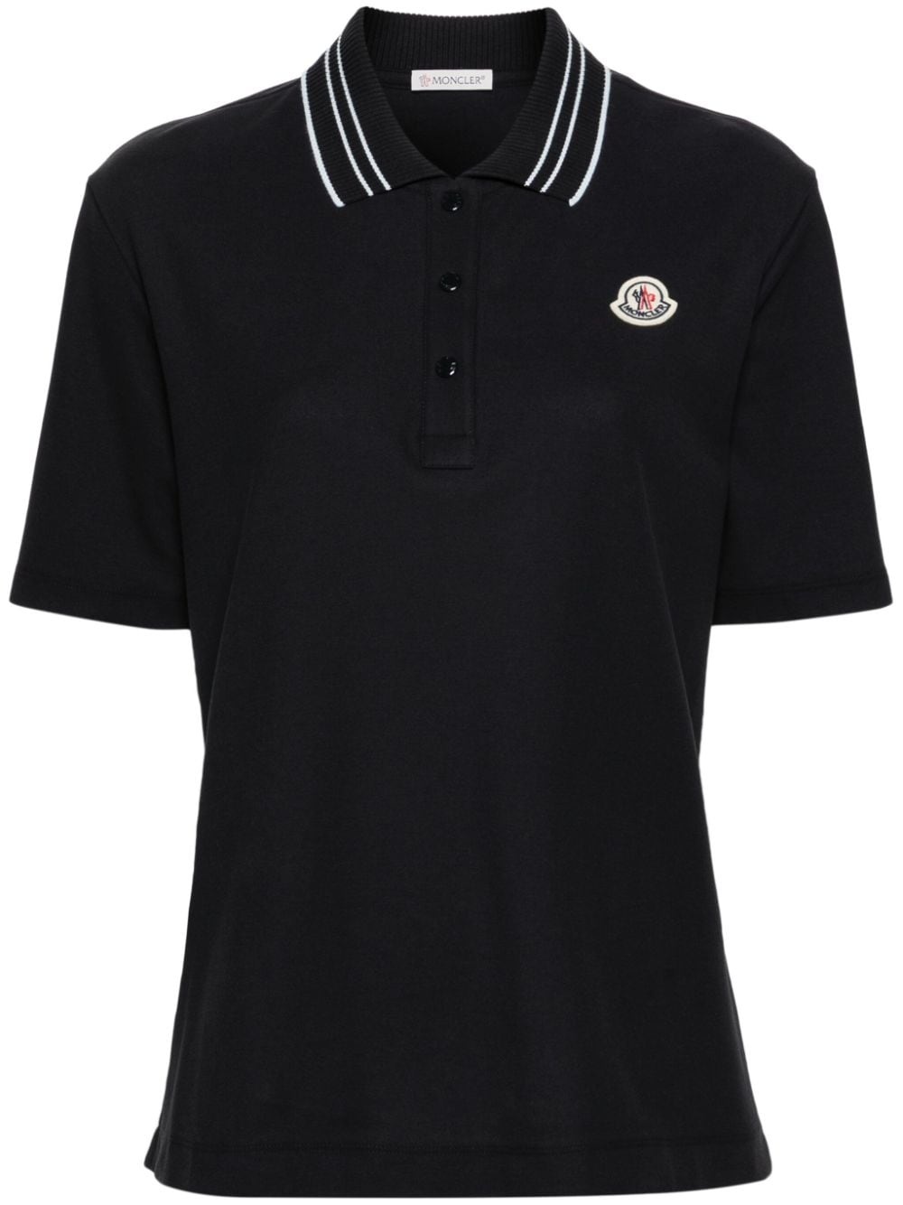 logo-patch cotton polo shirt - 1