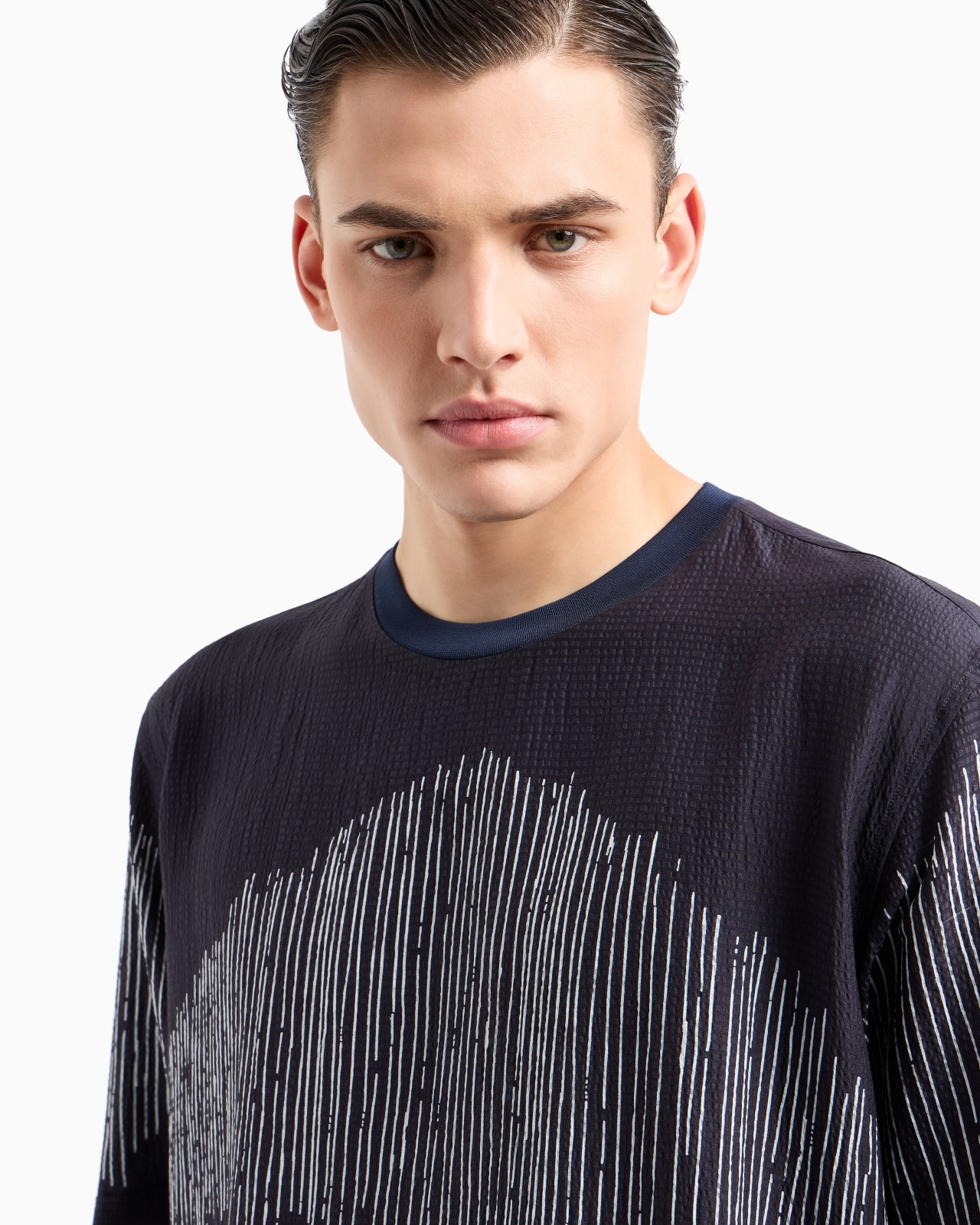 PRINTED SEERSUCKER VISCOSE AND SILK T-SHIRT SHIRT - 5