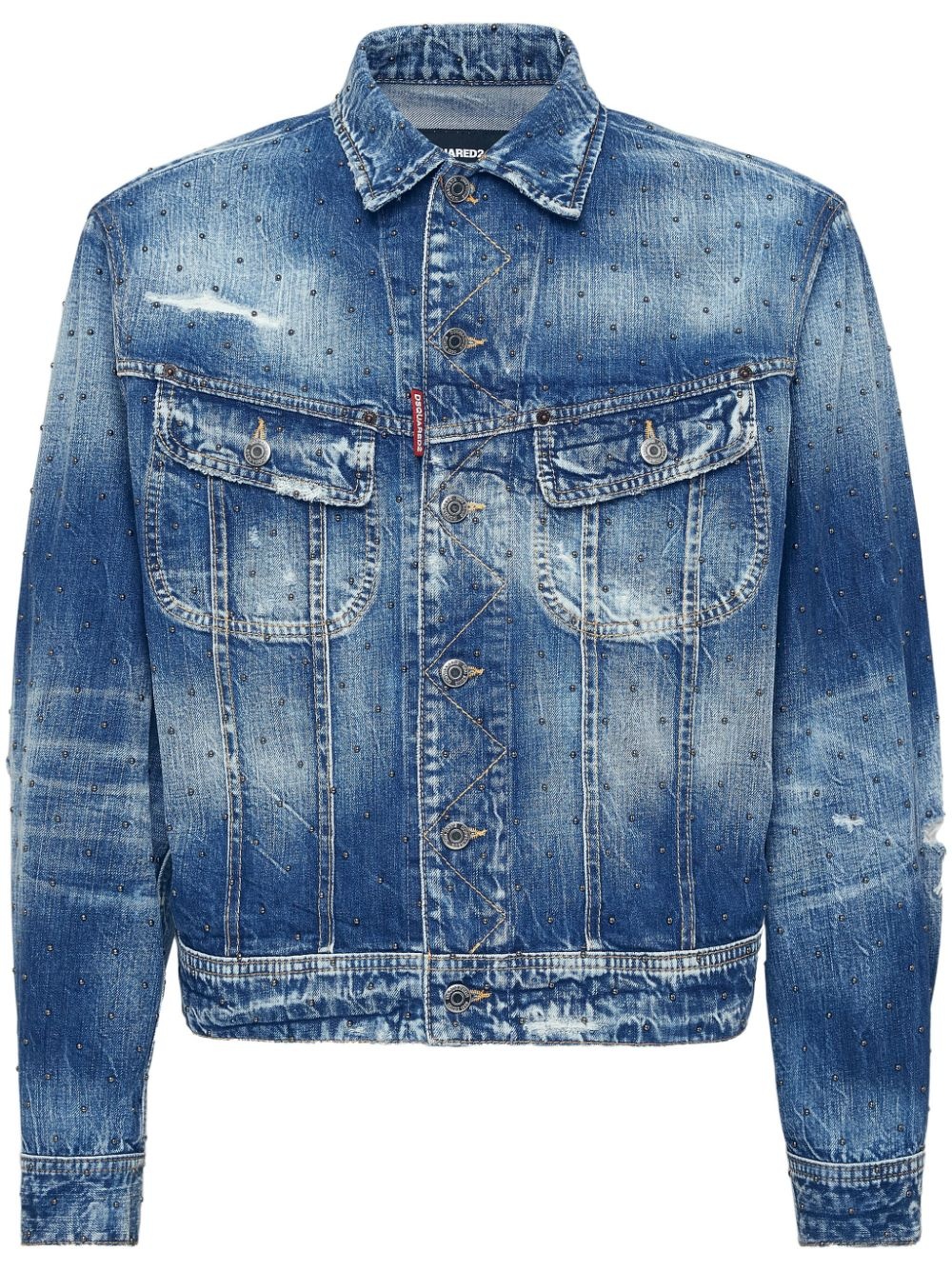 beaded denim jacket - 1