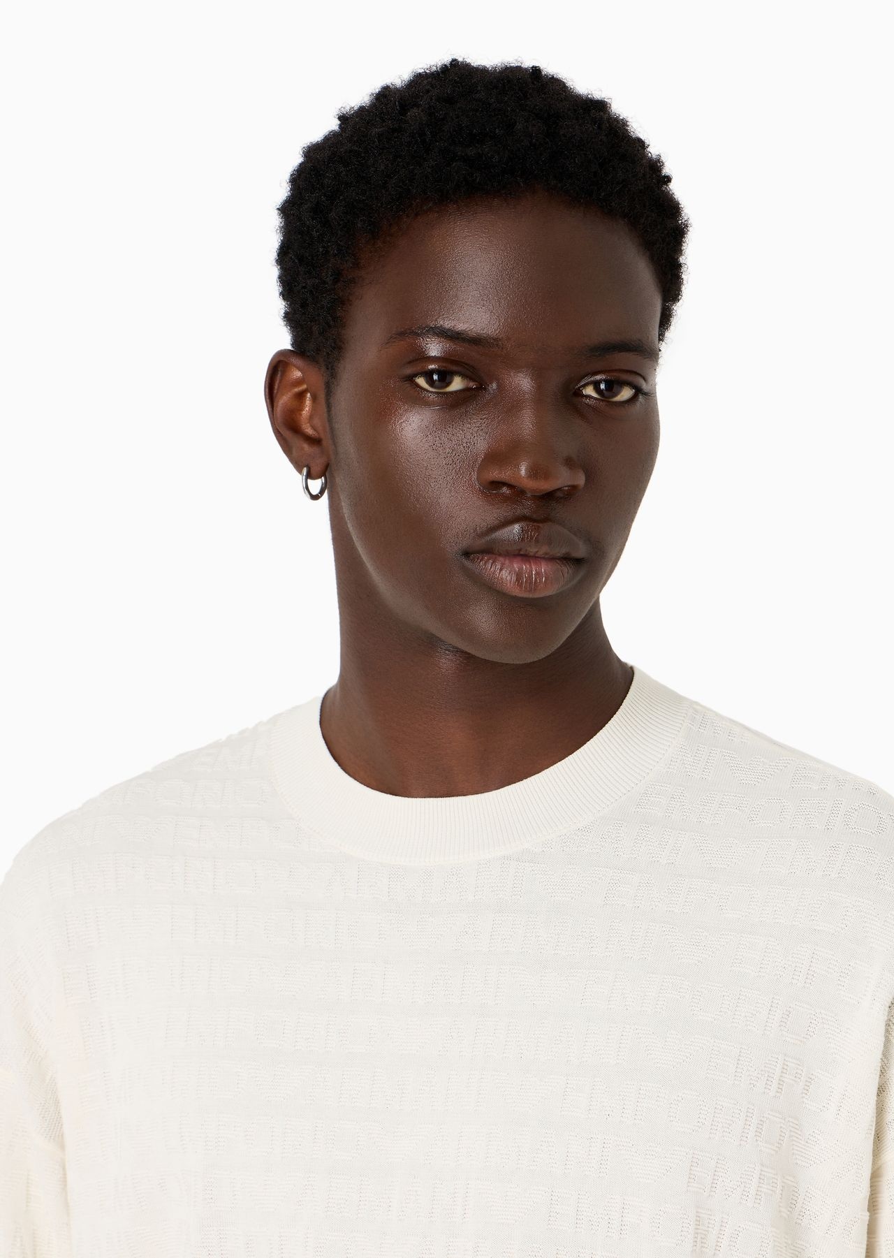 Cotton jumper with all-over jacquard lettering - 5