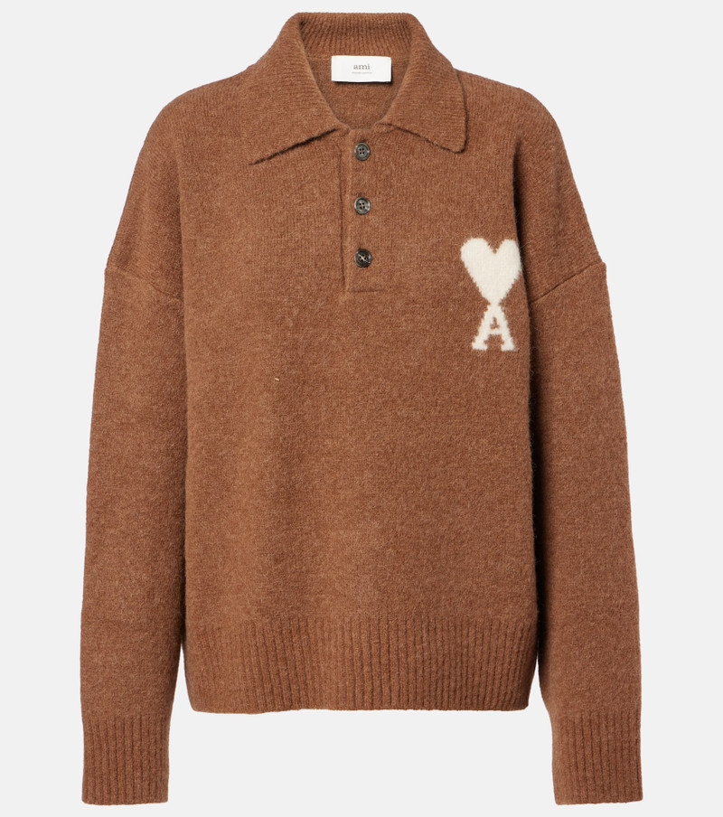 Alpaca and wool-blend polo sweater 1
