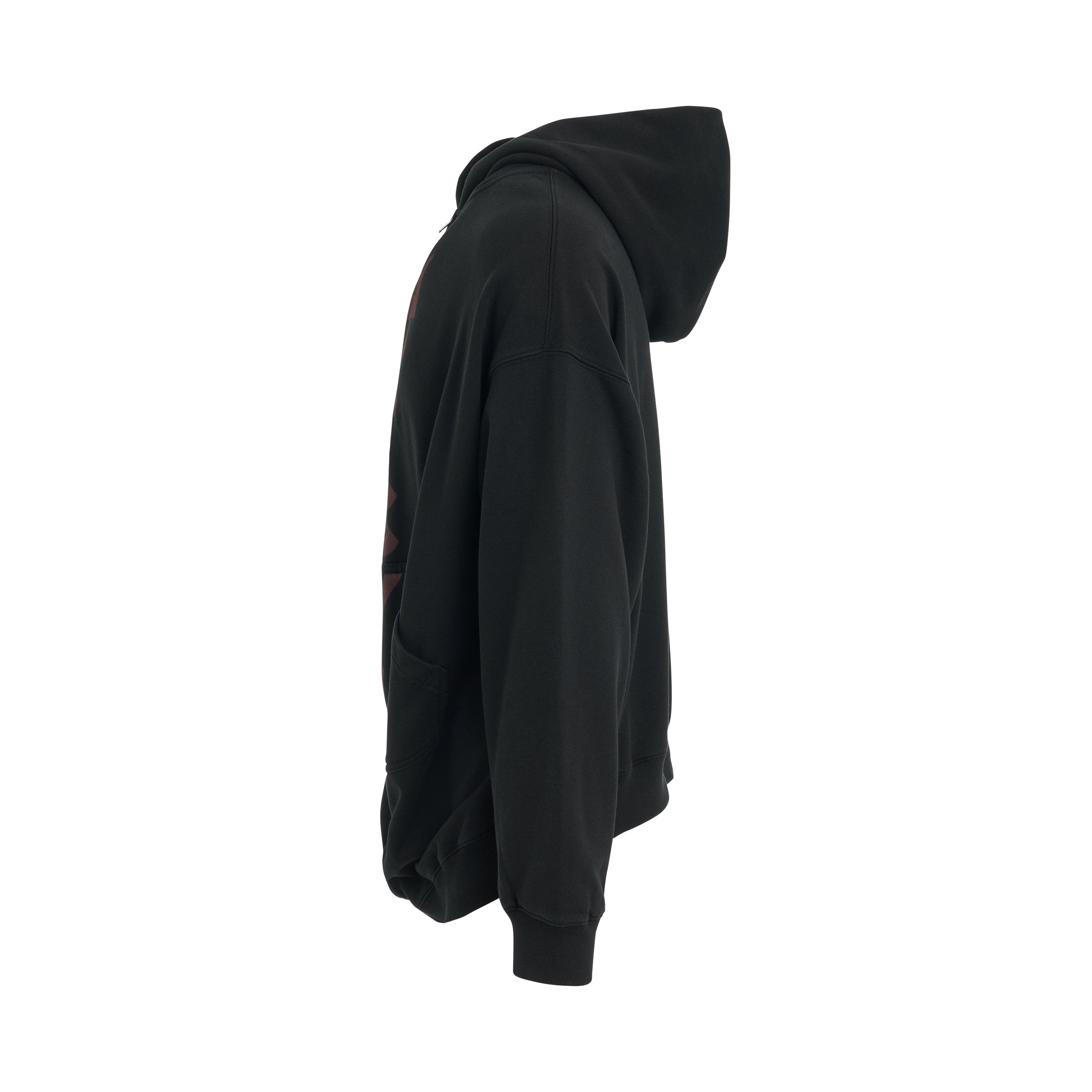 Flare Zip-Up Hoodie in Black - 3