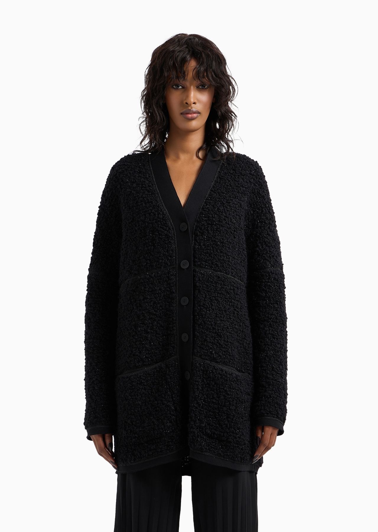 Long bouclé-effect wool-jersey cardigan - 2