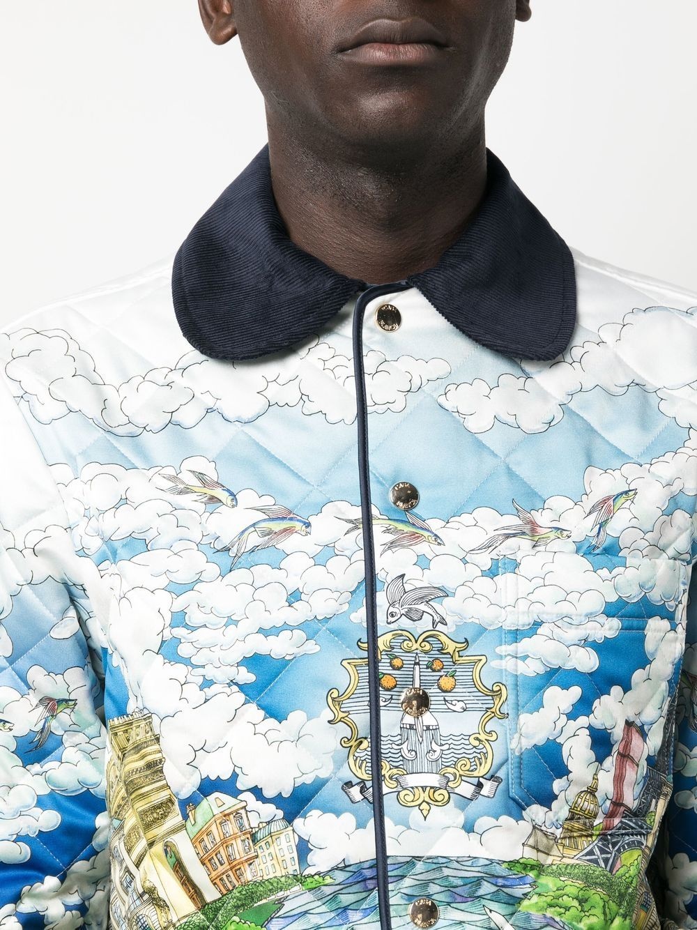 graphic-print quilted jacket - 5