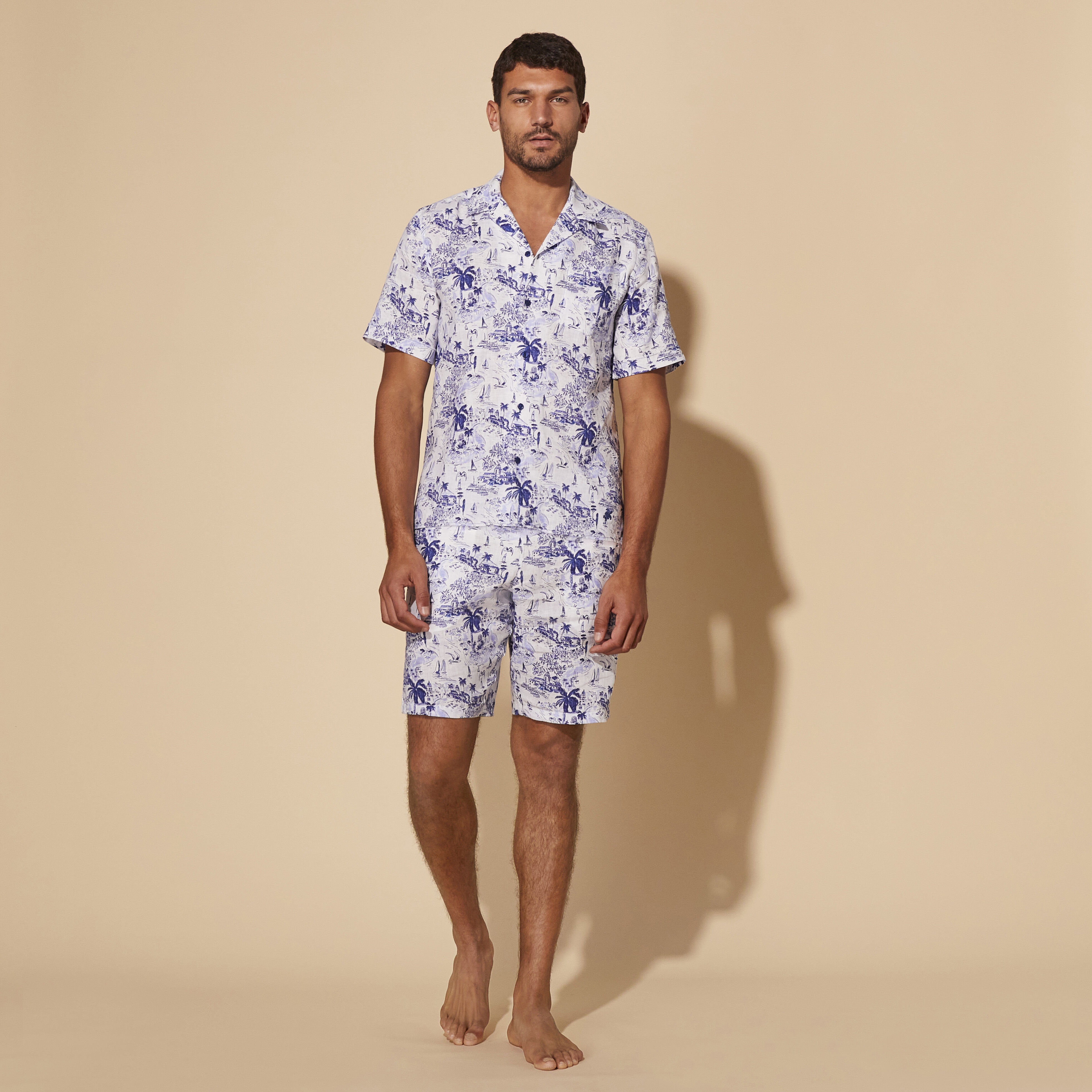 Men Linen Bowling Shirt Riviera - 3