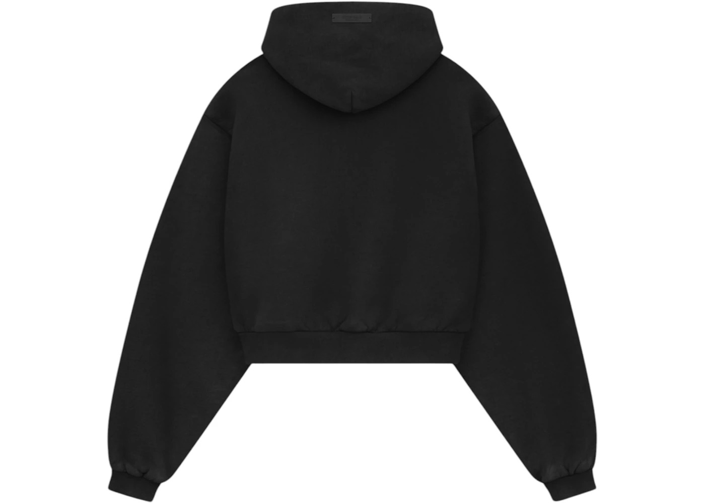 Fear of God Essentials Women's Heavy Fleece Cropped V-Neck Hoodie Black - 2