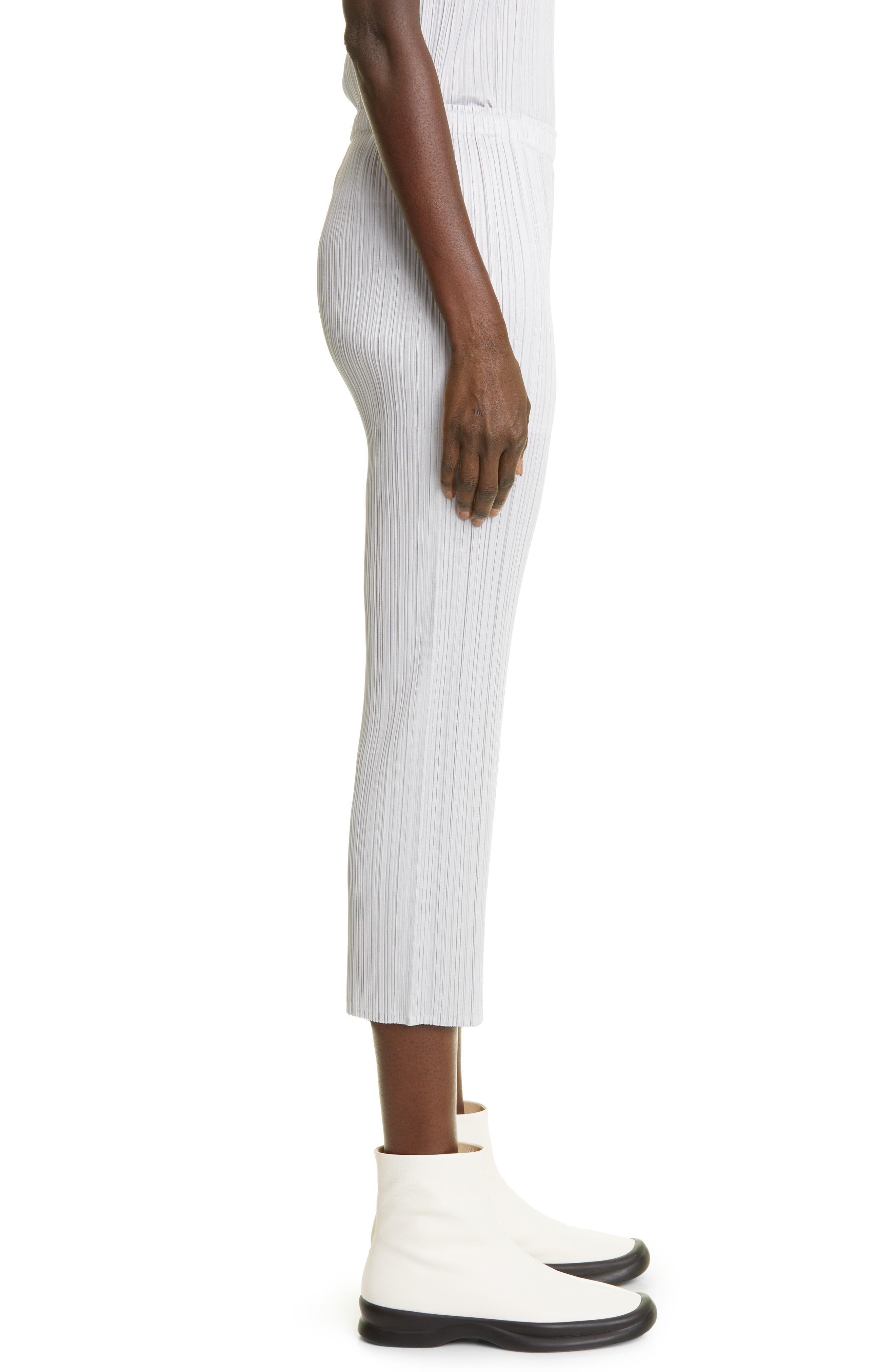 Pleats Please Issey Miyake Pleated Crop Skinny Pants in Light Grey at Nordstrom - 4