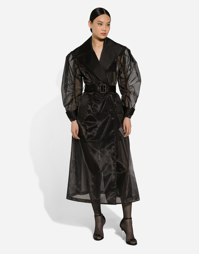 Technical organza trench coat with gathered sleeves 3