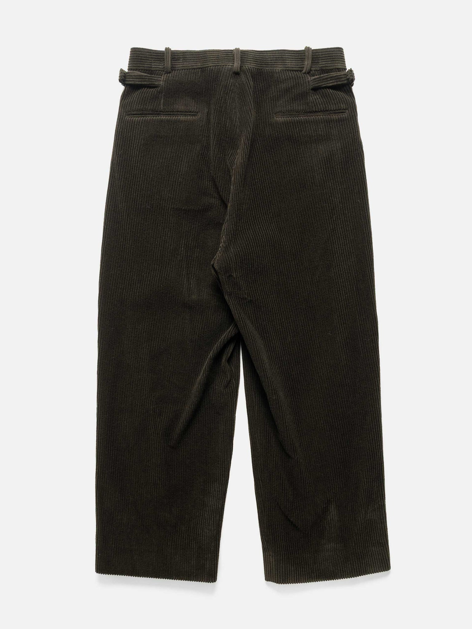 Wool Corduroy Wide Tapered Trousers Khaki - 5