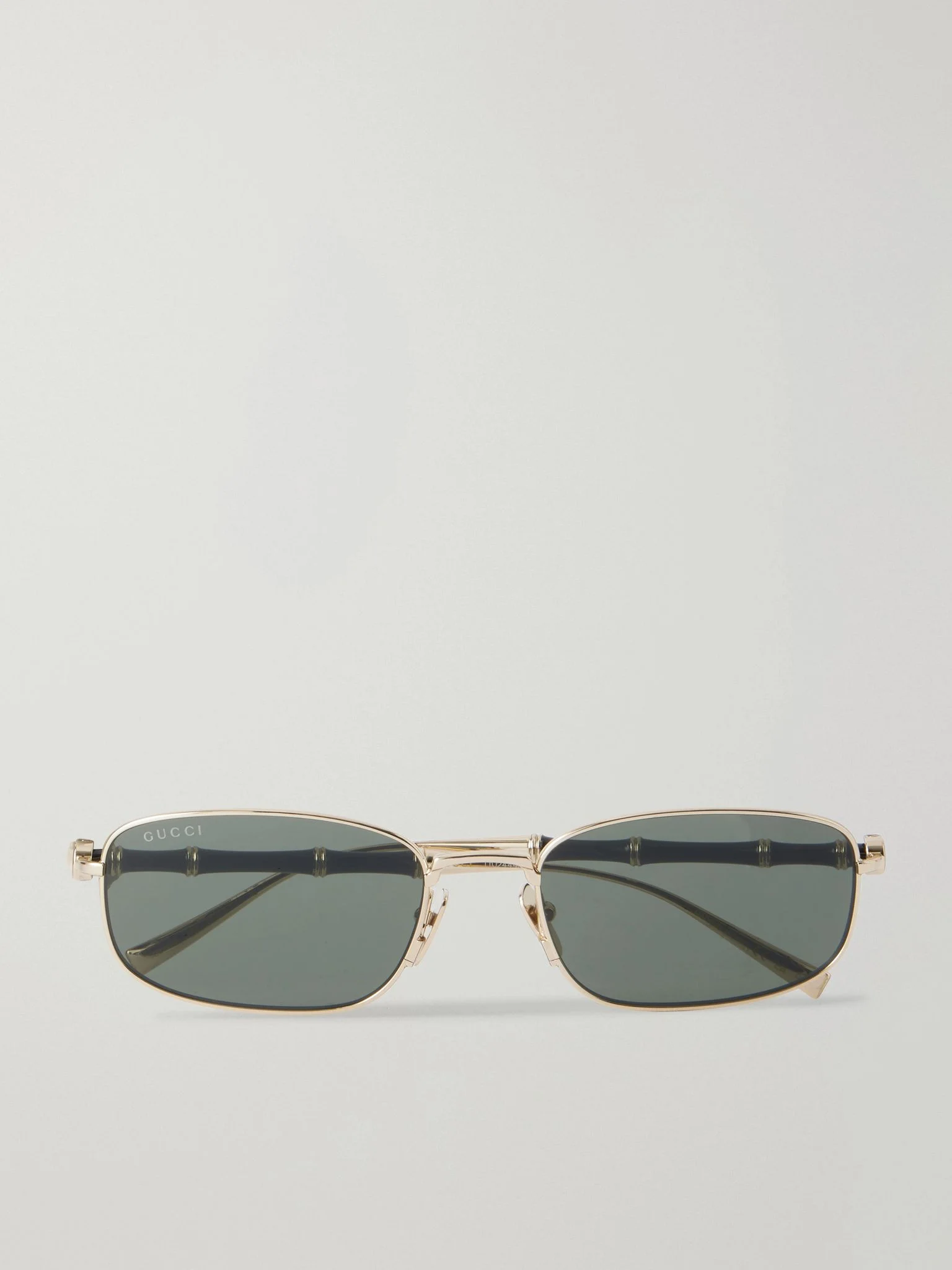 Bamboo Square-Frame Gold-Tone Metal and Acetate Sunglasses Gold - 1