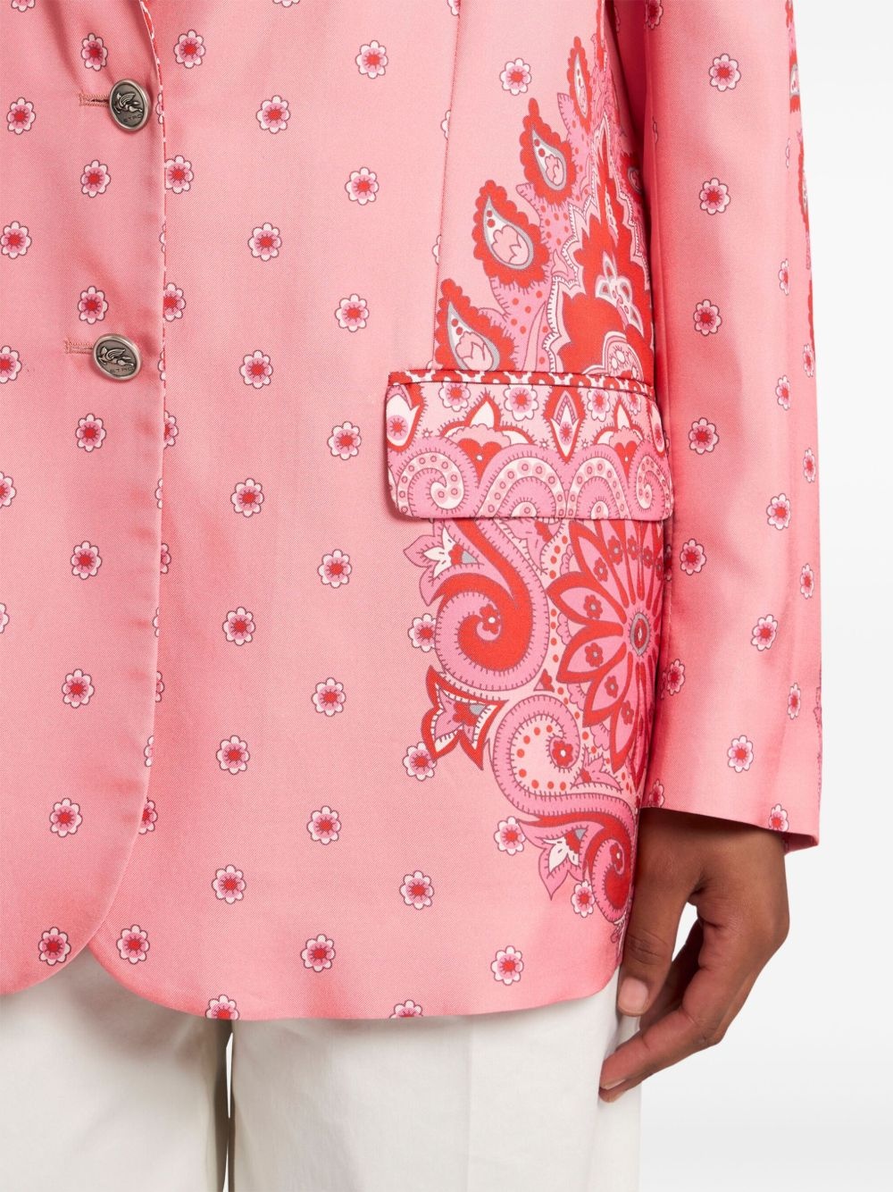 paisley-print silk blazer - 4