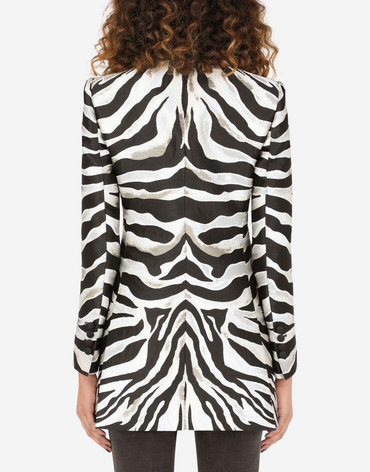 Zebra-design lamé jacquard Turlington jacket - 2