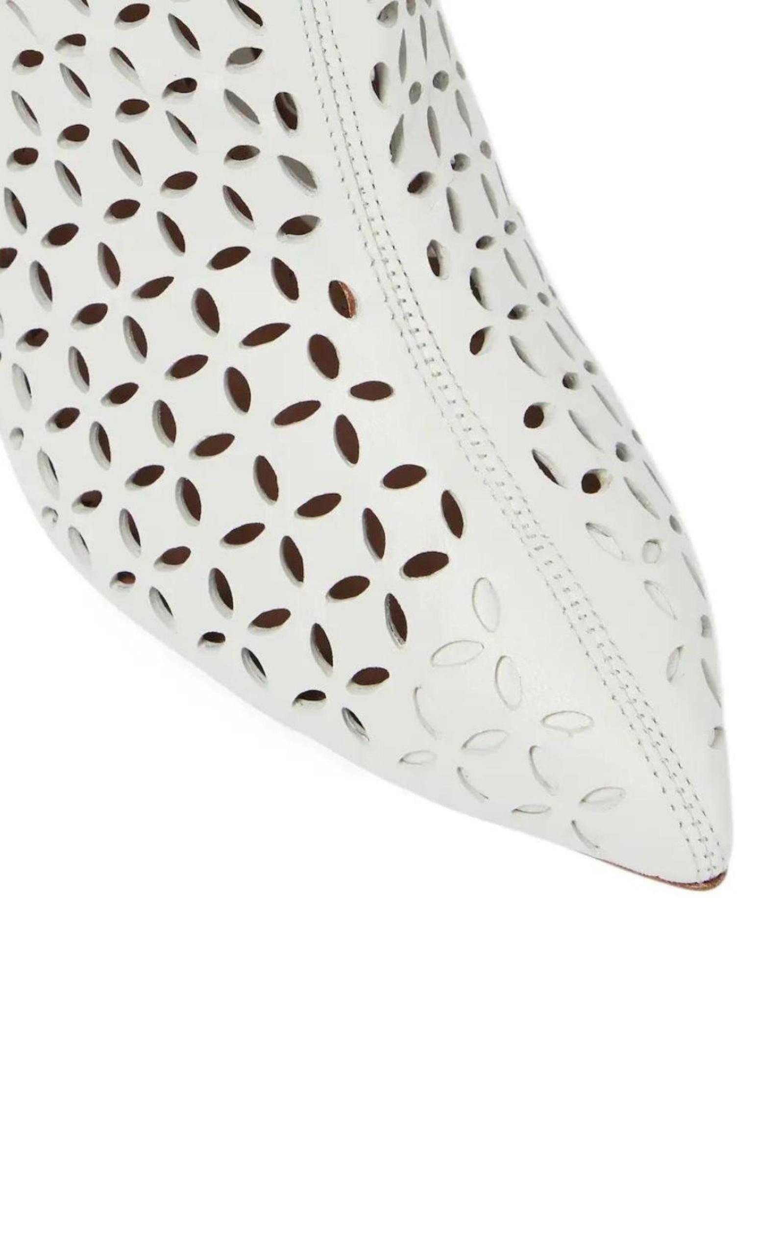 Petal Perforated Knee Boots - 6