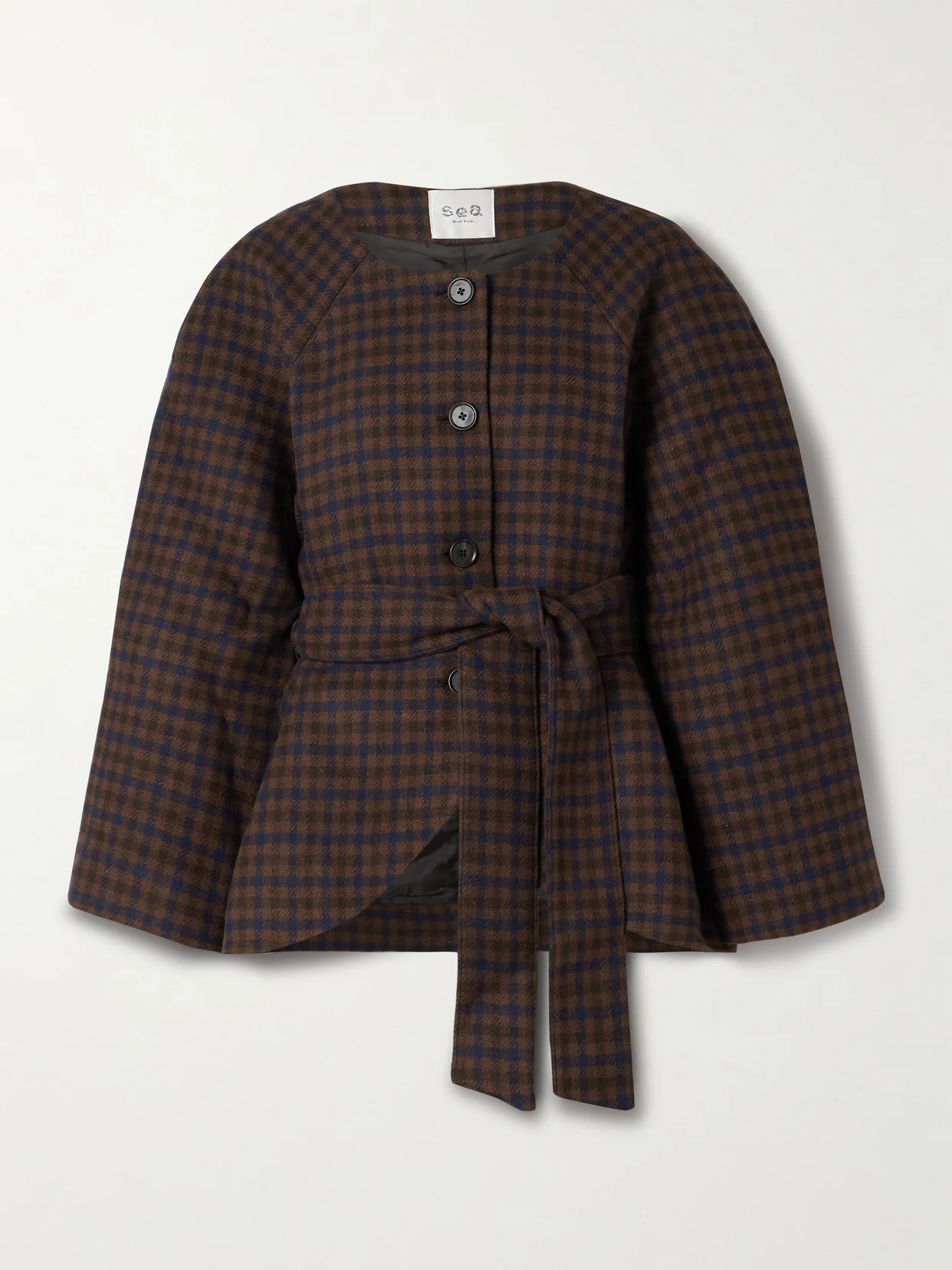 Beatrice Belted Checked Woven Jacket - 1