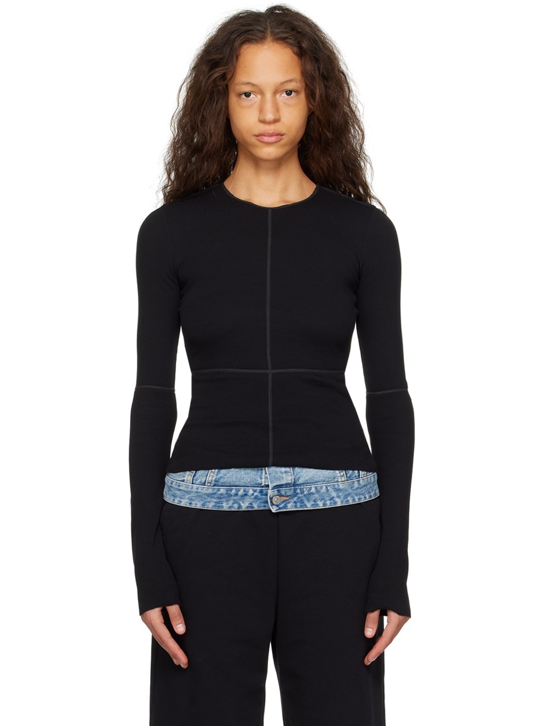 Black Vented Long Sleeve T-Shirt - 1