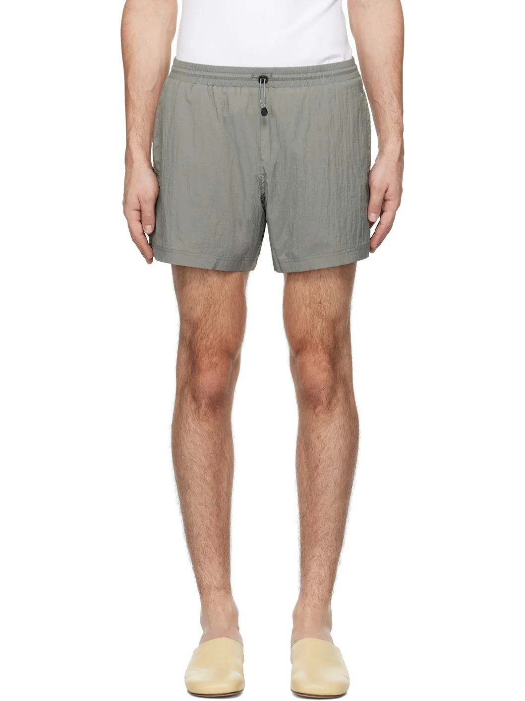 Gray Drawstring Tech Shorts - 1