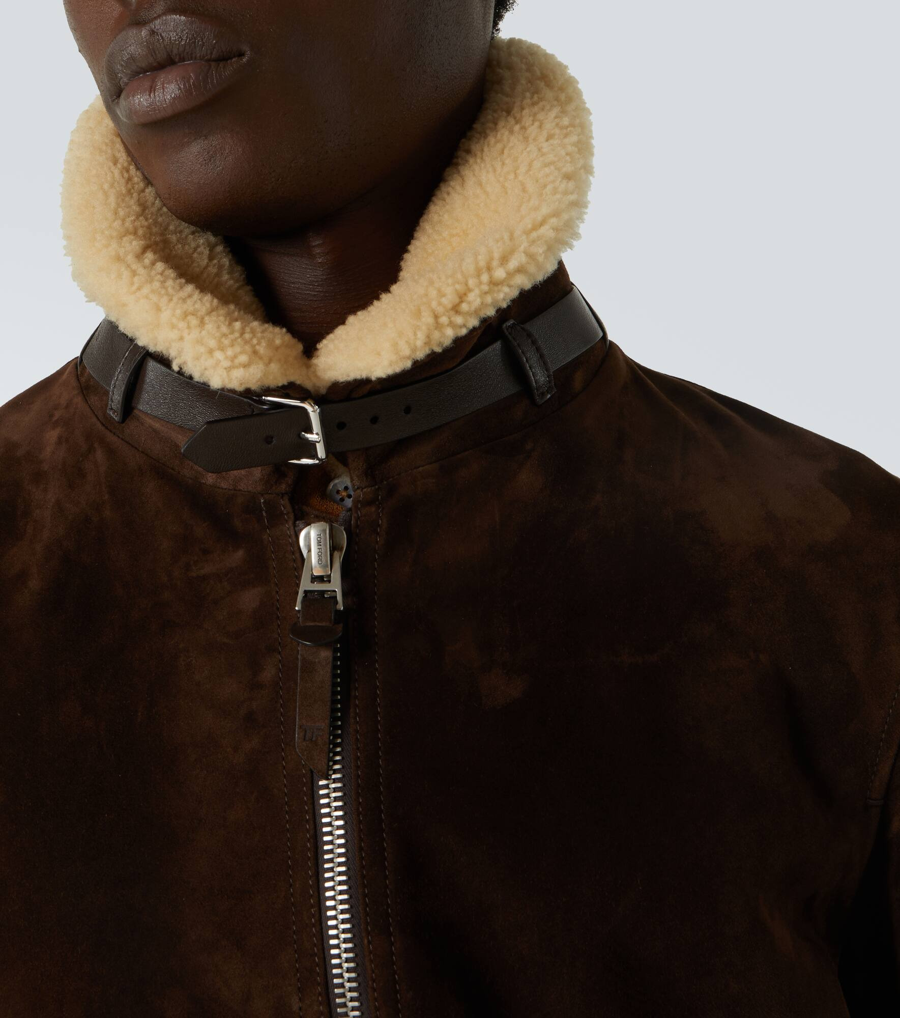 Shearling-trimmed suede blouson - 6