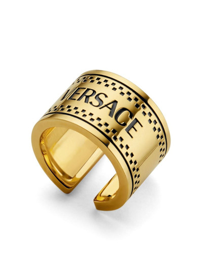 VERSACE logo-engraved chunky ring outlook