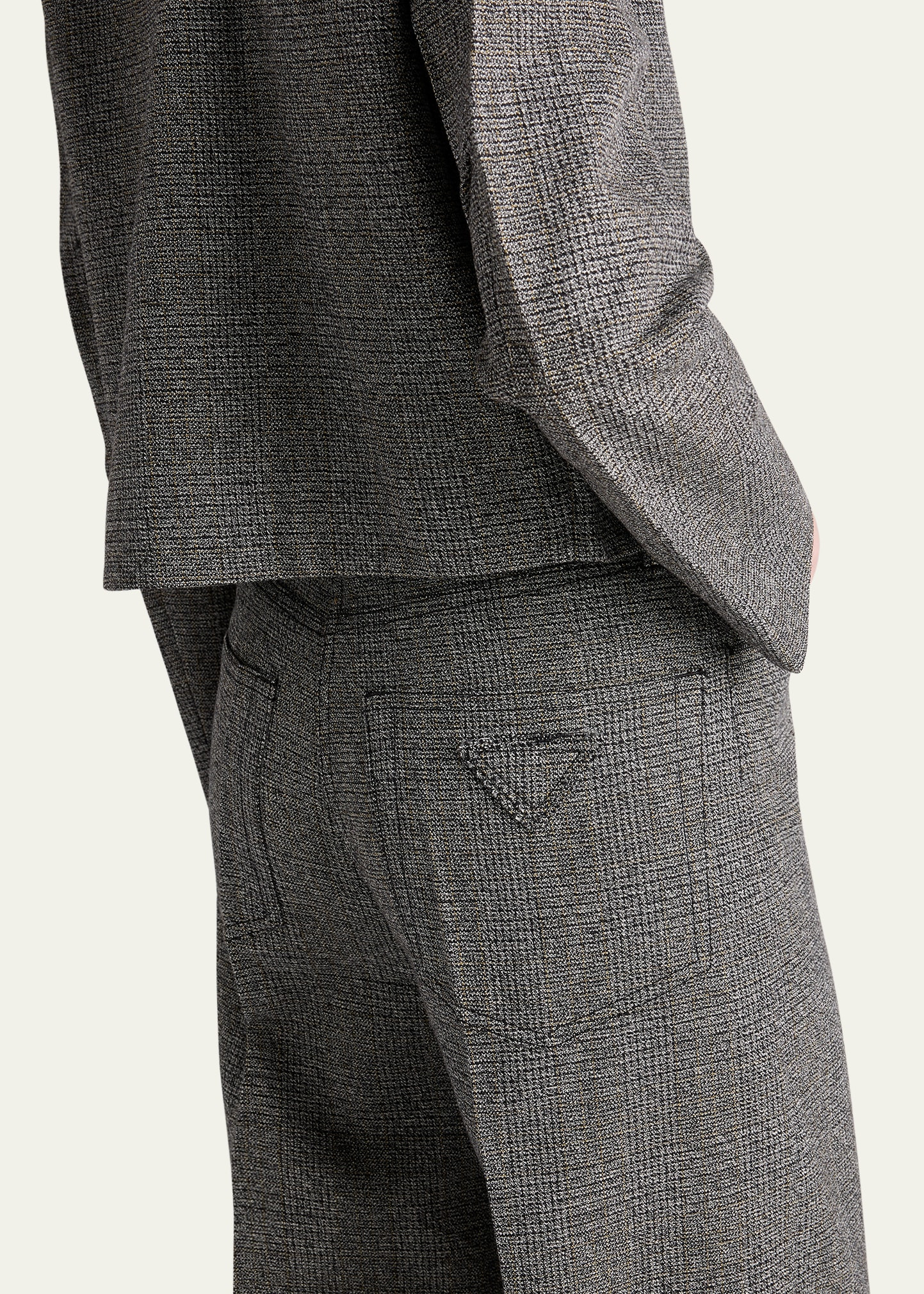 Mid-Rise Prince Of Wales Wool Straight-Leg Pants - 5